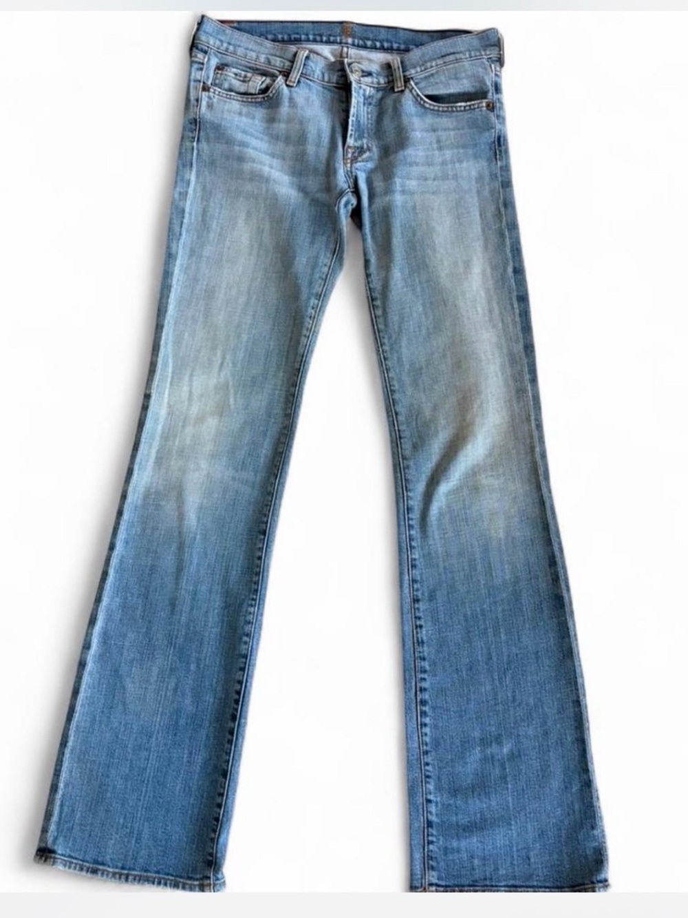 7 For All Mankind Vintage Y2K Light Wash Low Rise Flared Jeans